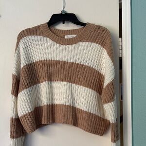 Jessica Simpson Tan and Cream Striped Sweater